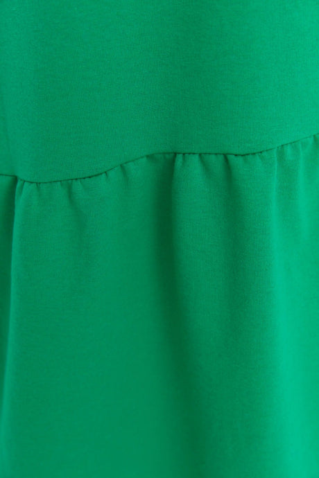 Green Ruffle Detailed Crew Neck Knitted Dress Tctss22el00000