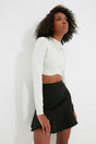 Black Skirt With Flounce Mini Woven Skirt Twoaw20et0617