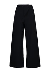 Black Double Button Asymmetric Patched Woven Pants Tbbaw23ar00038