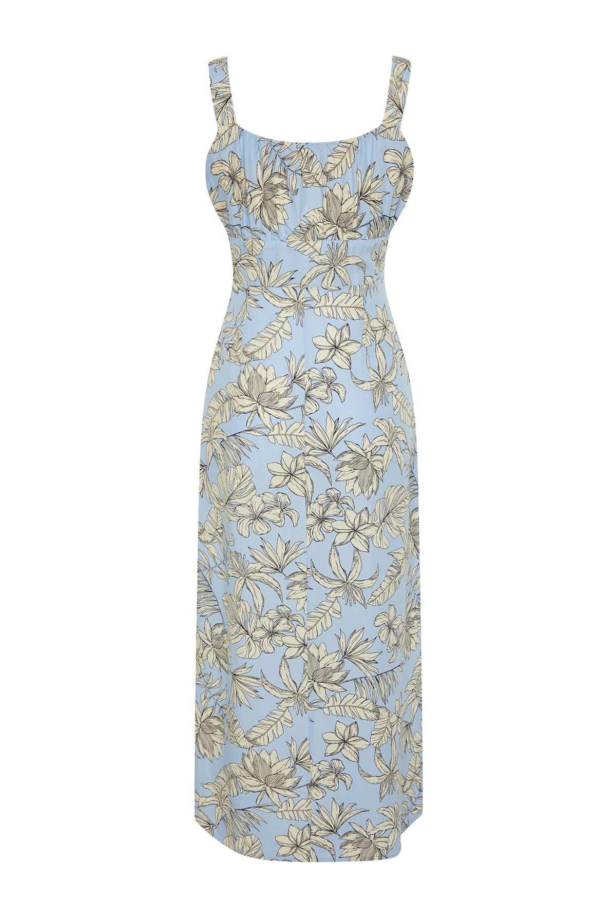 Light Blue Floral Viscose Maxi Woven Dress Twoss24el00613