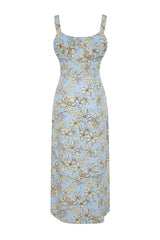 Light Blue Floral Viscose Maxi Woven Dress Twoss24el00613