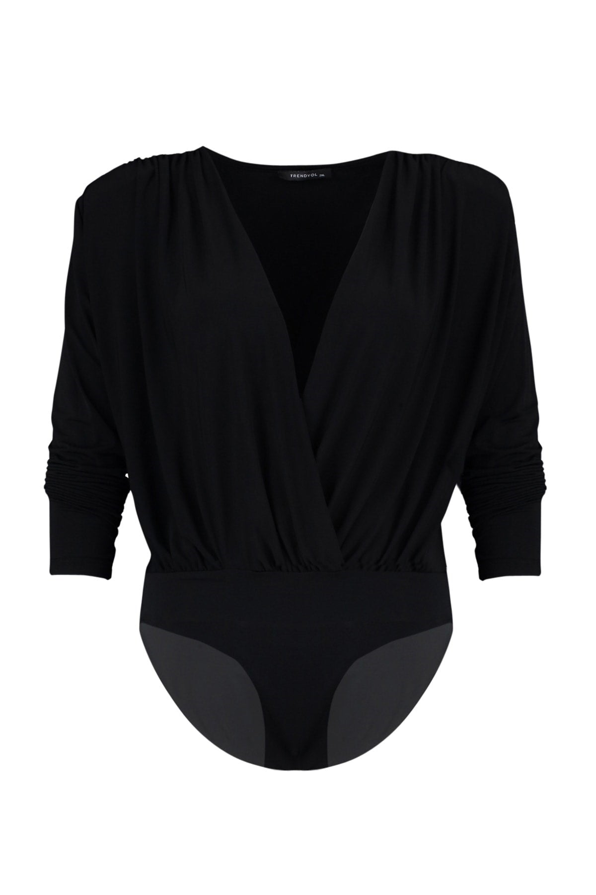 Black Knitted Wadding Double-breasted Closure Studs Bodysuit Tbbaw23cs00014