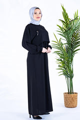 Lina Aller Robed Waist Ruched Black Burkini Dress 5452 T23el3m5452