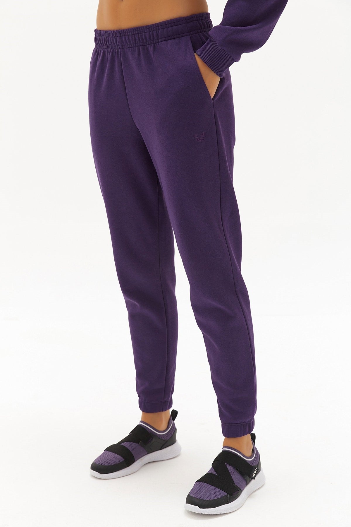 Women Purple High Waist Polarized Jogger Thick Solid Color Winter Rubber Leg Sweatpants 0439 Tb22wl0