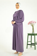 Rose Front And Back Square Robes Ruffle Draped Lilac Burkini Dress 5454 T23el3m5454