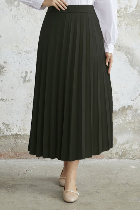 Luisa Waist Rubber Pleated Skirt - Black Ms00mb8110