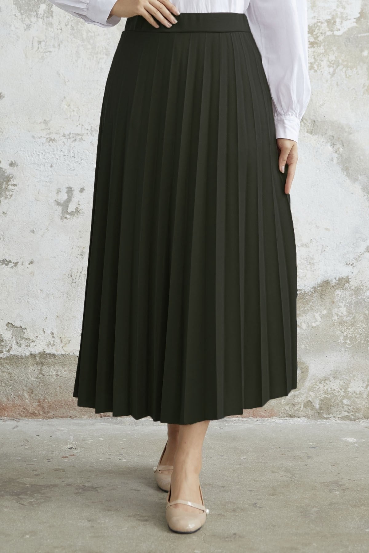 Luisa Waist Rubber Pleated Skirt - Black Ms00mb8110