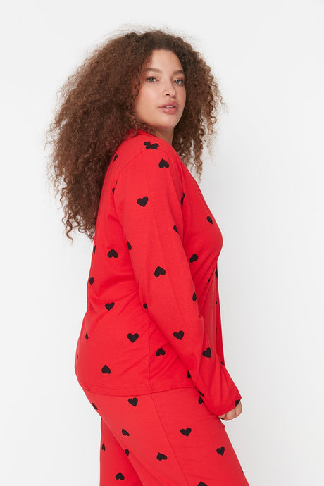 Red Heart Knitted Pajama Set Tbbaw23ai00019