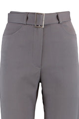 Anthracite Belted Straight/straight Cut Woven Pants Twoss21pl0104