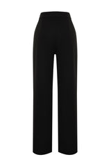 Black Wide Leg/wide Leg Label Detailed Woven Pants Twoss24pl00082