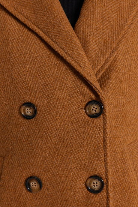 Light Brown Buttoned Cashmere Coat Tbbaw24dd00008