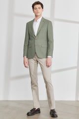 Men's Green Slim Fit Slim Fit Slim Fit Mono Collar Patterned Jacket 4a0423200003