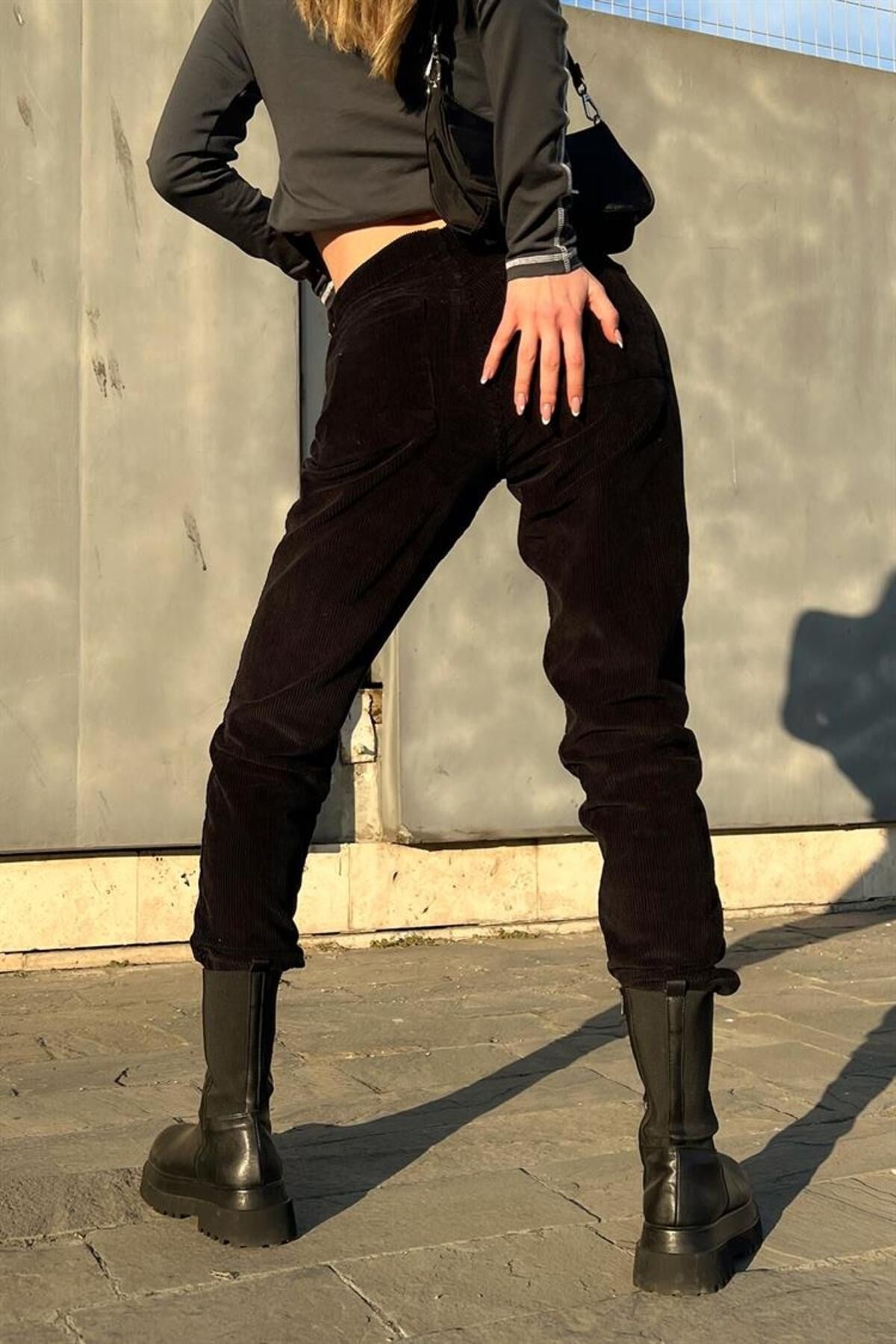 Basic Black Velvet Pants Flaw-146-002-033