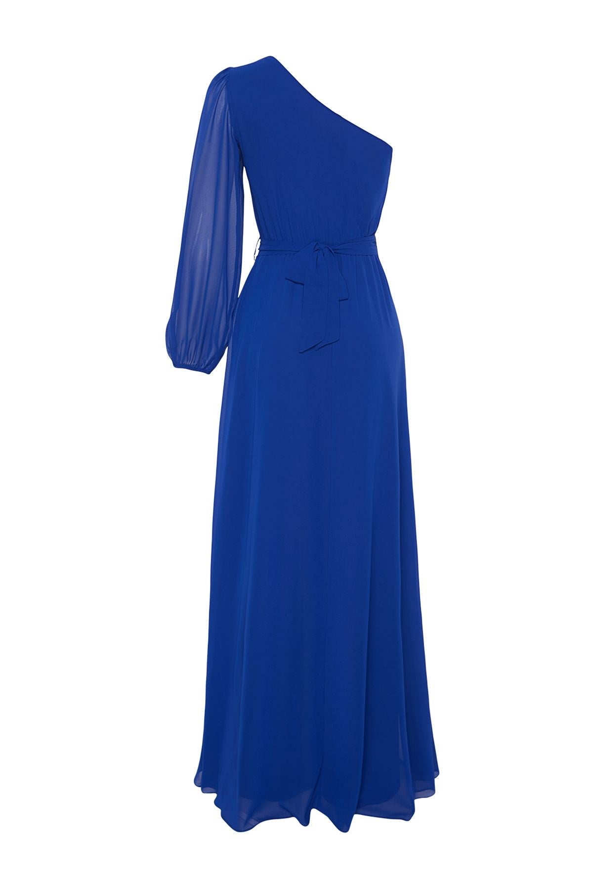 Saks One Sleeve Accessory Chiffon Long Night Evening Dress Tprss24ae00085