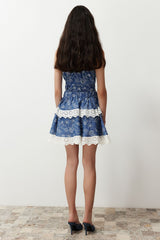 Blue Lace Mini Woven Skirt Twoss24et00182