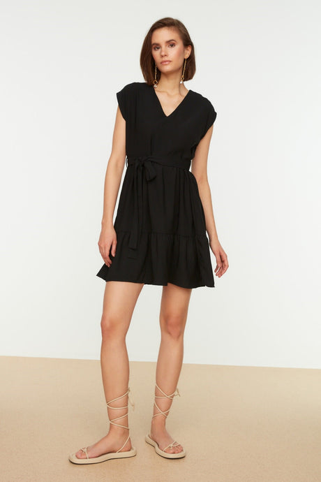 Tile-belted Waist Mini Woven Dress Twoss20el0628