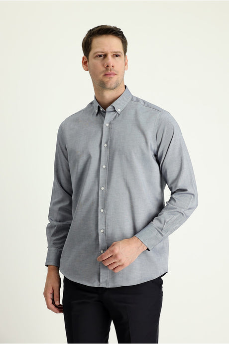 Long Sleeve Regular Fit Oxford Cotton Shirt 469296