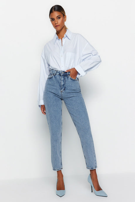 Light Blue High Waist Mom Jeans Twoss23je00067