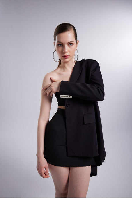 Panky Blazer Jacket With Padded Pockets Black Hlpankyblazerjacket