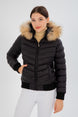 Women's Short Removable Fur Hooded Padded Water Repellent Inflatable Coat 8637 Gfx8637