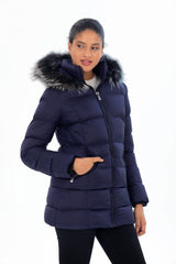 Women's Long Removable Fur Hooded Padded Windproof Water Repellent Inflatable Coat 8651 Gfx8651