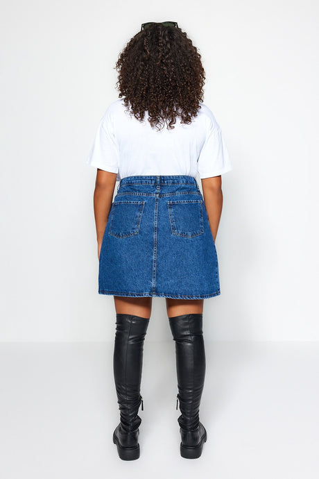 Black High Waist A Shape Denim Skirt Tbbaw23az00042