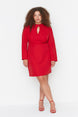 Red Flat Fitted Mini Woven Plus Size Dress Tbbaw23ah00040