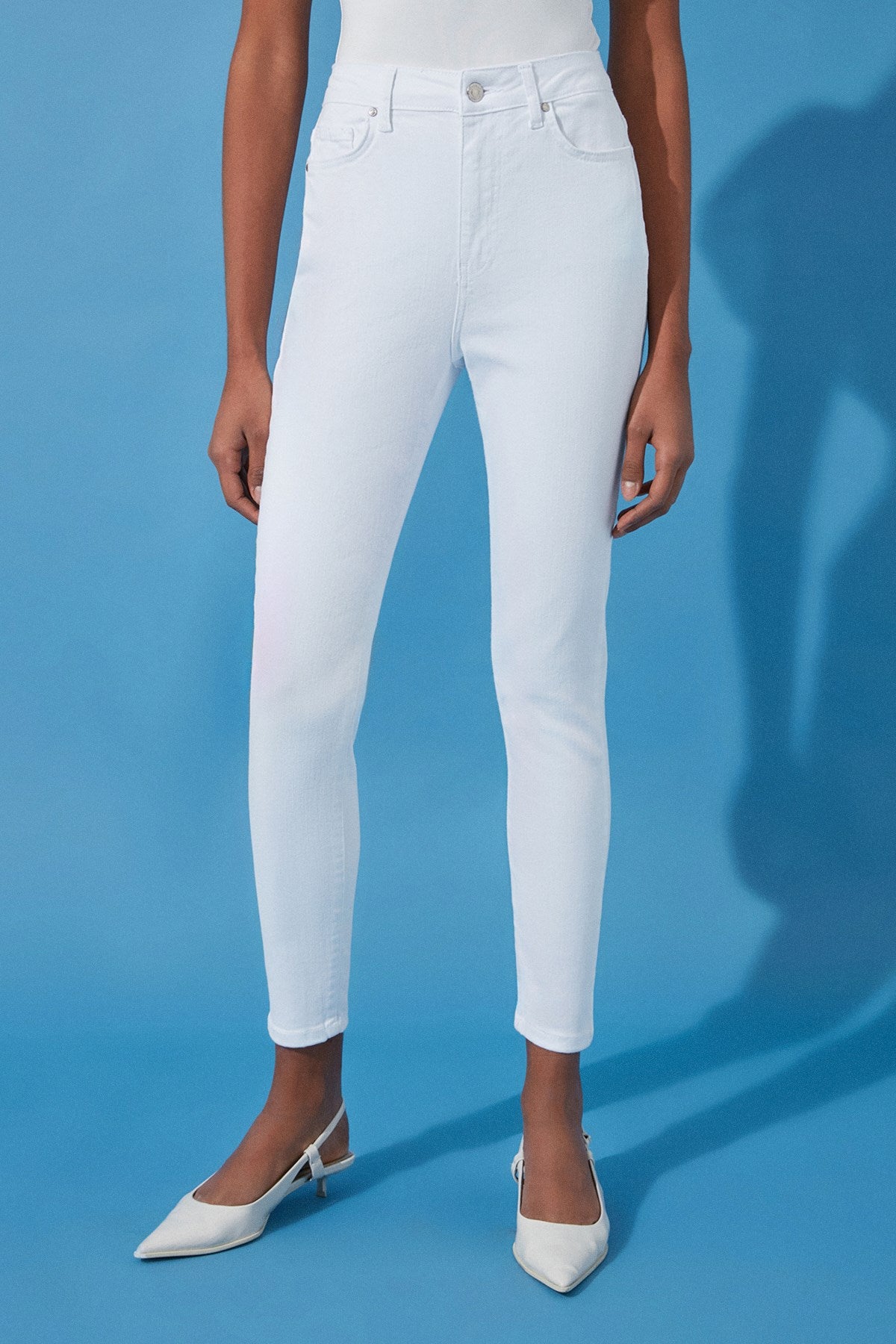 White High Waist Skinny Jeans Twoss24je00266