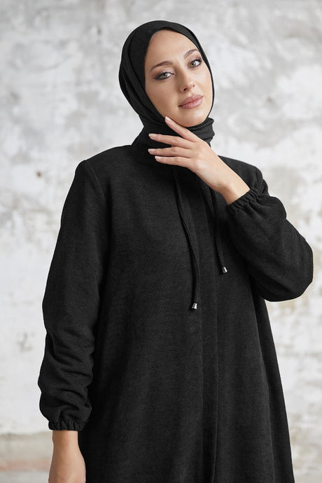 Levina Hidden Patted Abaya - Anthracite Ms00tz6002