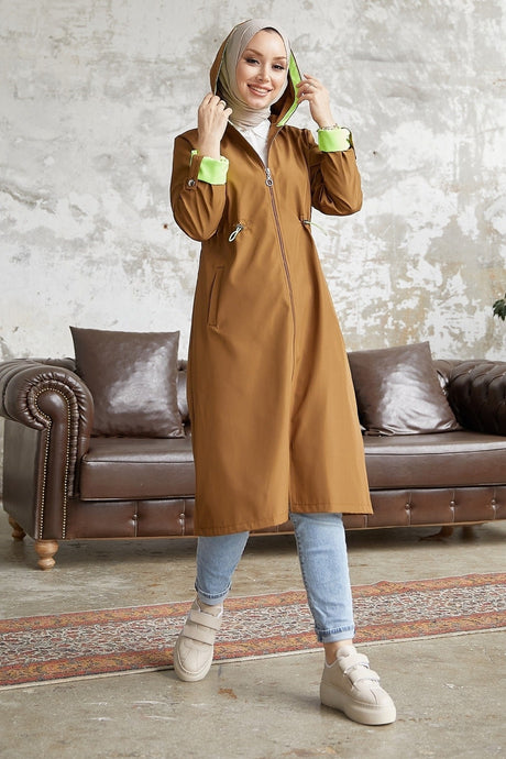 Neon Trench Hooded Sweatshirt At Waist - Taba\ Orange Ms00or12093