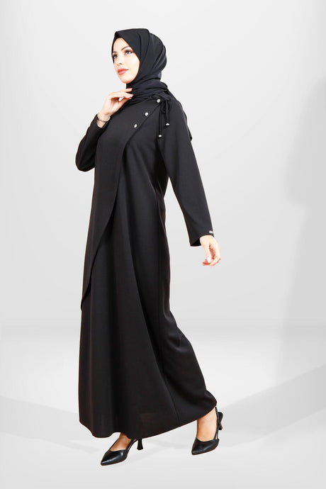 5557 Shoulder Detail Lace-up Burkini Coffee Dress T24elbk5557