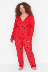 Red Heart Knitted Pajama Set Tbbaw23ai00019