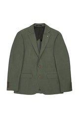 Men's Green Slim Fit Slim Fit Slim Fit Mono Collar Patterned Jacket 4a0423200003