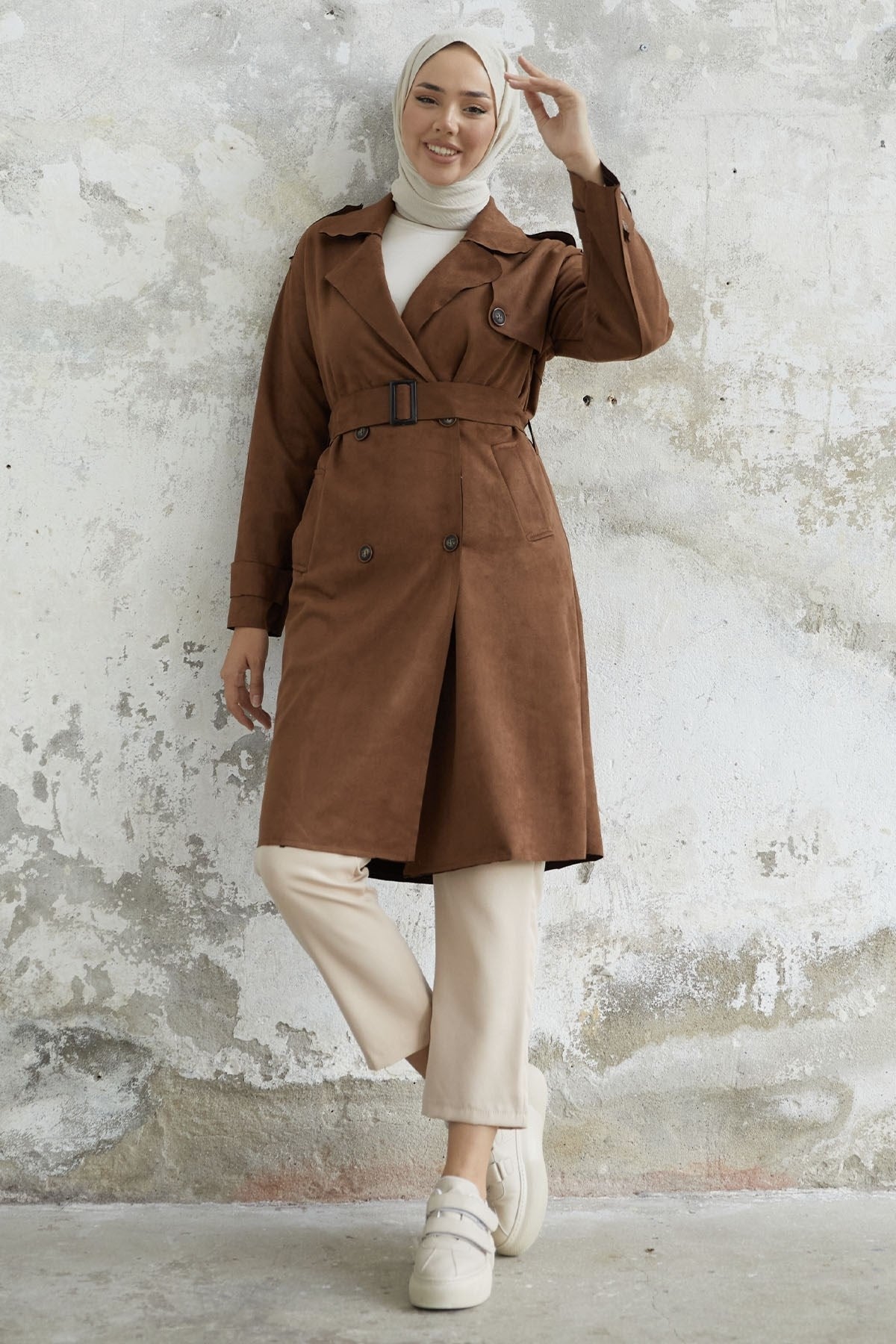 Scuba Suede Trench With Minka Belt - Taba Ms00an0011