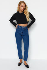 Blue High Waist Mom Jeans Twoss20je0108