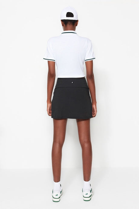 Black Reflector Printed 2 Layer Inside Shorts Pocket Tennis Knitted Sports Shorts Skirt Thmss23sr000