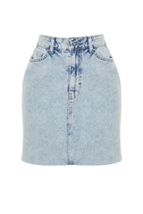 Light Blue High Waist Mini Denim Skirt Twoss24et00074