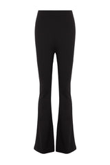 Black Slimming High Waist Flare/spanish Leg Knit Pants Twoaw24pl00164