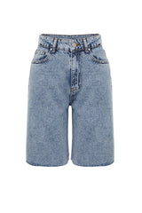 Light Blue High Waist Denim Shorts & Bermuda Twoss24sr00020