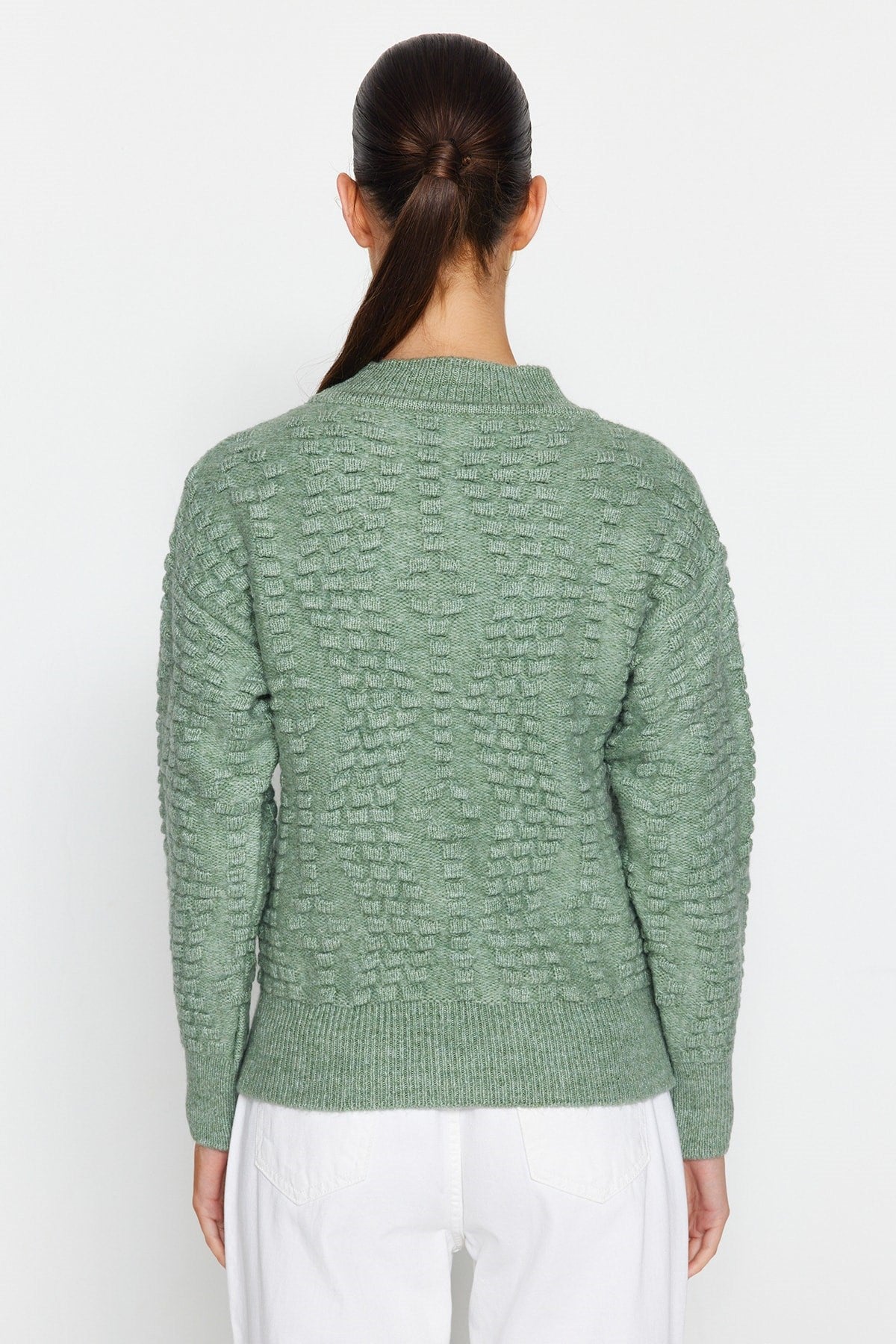 Mint Soft Textured Crew Neck Knitwear Sweater Twoaw24kz00111