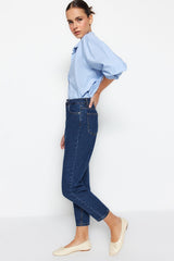 Blue High Waist Mom Jeans Twoss20je0108