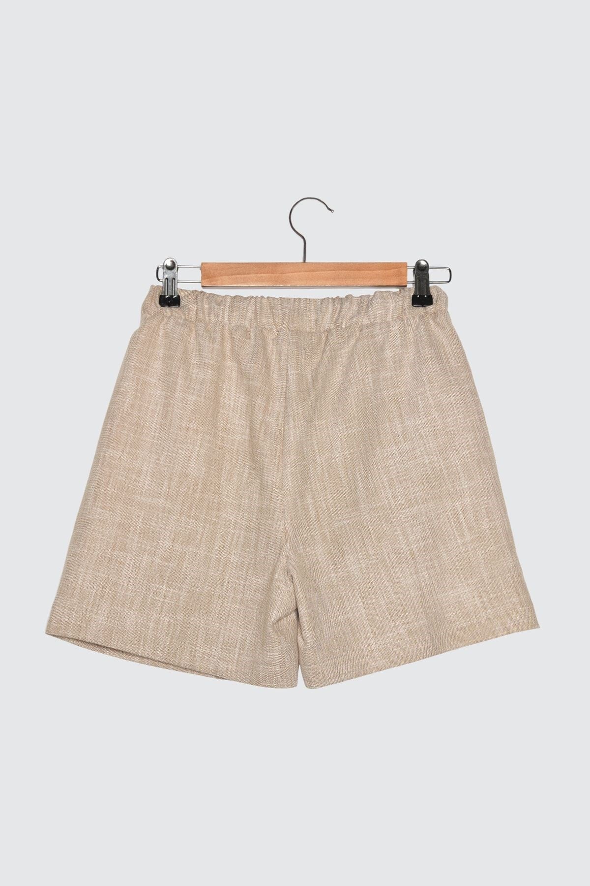 Stone Waist Adjustment Linen Look Woven Shorts Twoss21sr0191