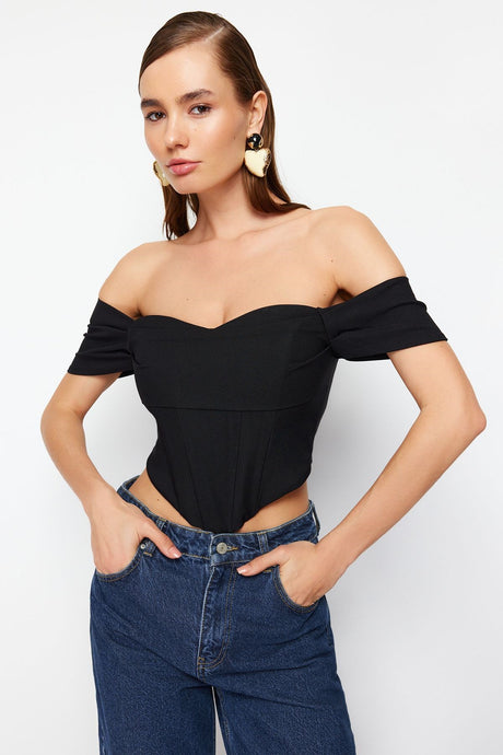 Black Carmen Collar Bustier Tprss24bs00018