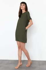 Mink Straight Cut Mini Woven Dress Twoss24el00765