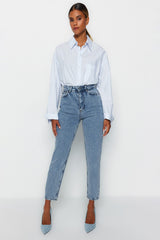 Light Blue High Waist Mom Jeans Twoss23je00067