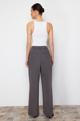 Grey Cross Closure Wide Leg/wide Leg Woven Pants Twoss24pl00112