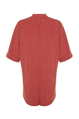 Brown Striped Wide Moulding Mini Knitted Tie Beach Dress Tbess23el00080