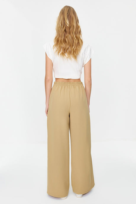 Stone Wide Leg/wide Leg Sides Buttoned Woven Pants Twoss20pl0398