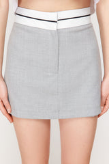 Anthracite Waist Belt Detailed Mini Striped Woven Shorts Skirt Twoss24sr00041