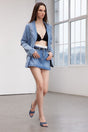 Limited Edition Blue Boxer Detail High Waist Denim Skirt Twoss24et00123